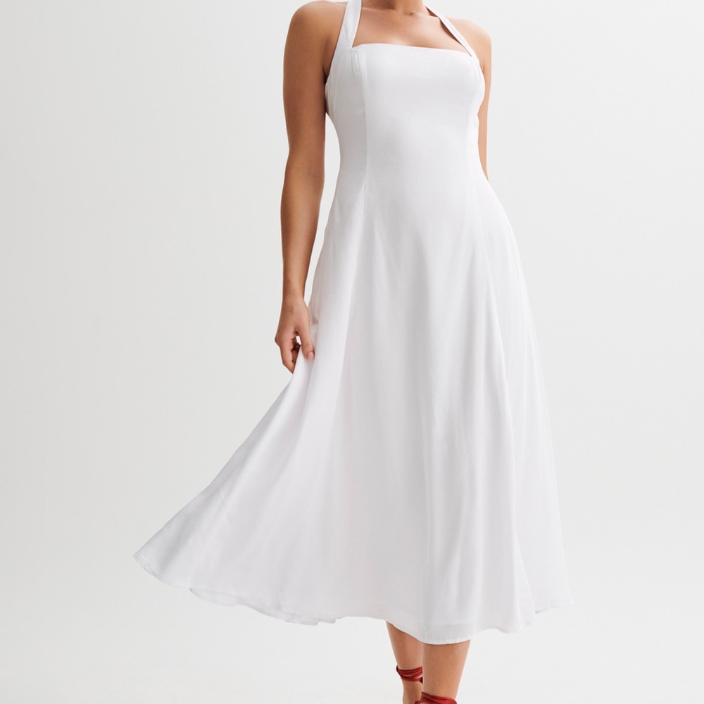 Elegant White Halter Dress